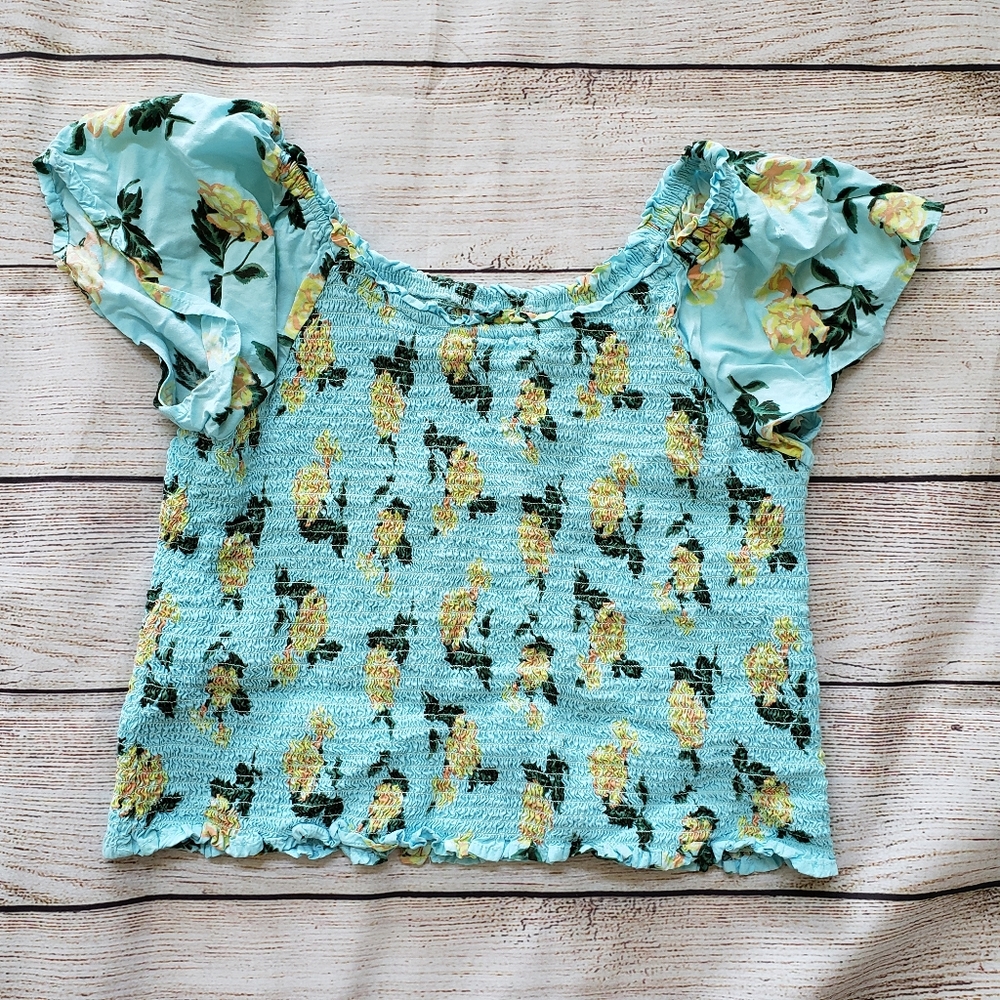 Justice Floral Smocked Round Neck Top 18 plus